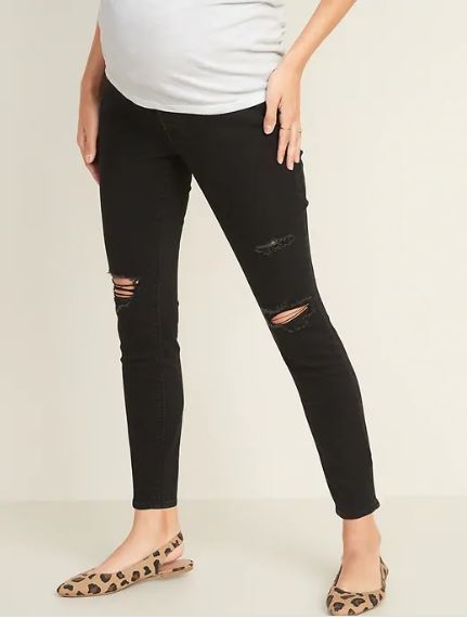 Best ripped maternity jeans — Old Navy Maternity Full-Panel Distressed Rockstar Super Skinny Jeans 