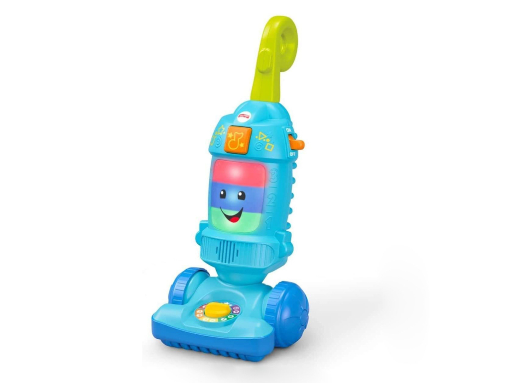 Image contains a Fisher-Price Laugh & Learn Light-up Learning Vacuum