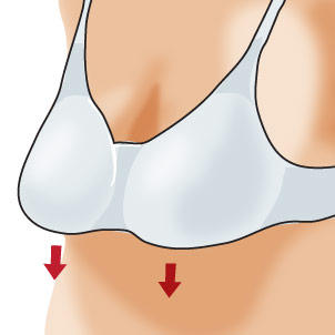 cartoon image of sagging breasts without support