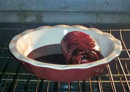 pot with placenta in the oven