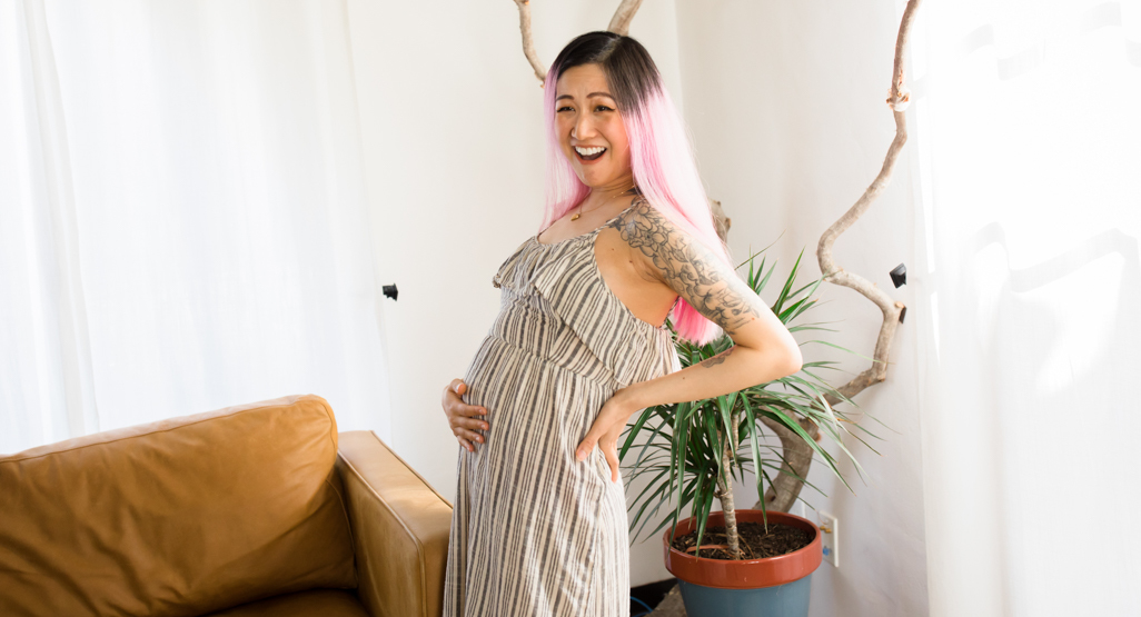 woman showing off her bump